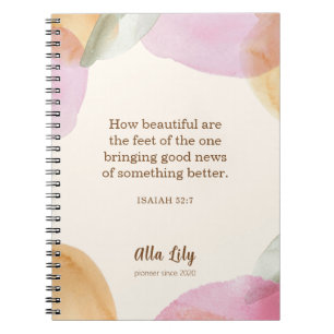 JW Notebook, Gift for Pioneers, Isaiah 52:7 JW Notebook