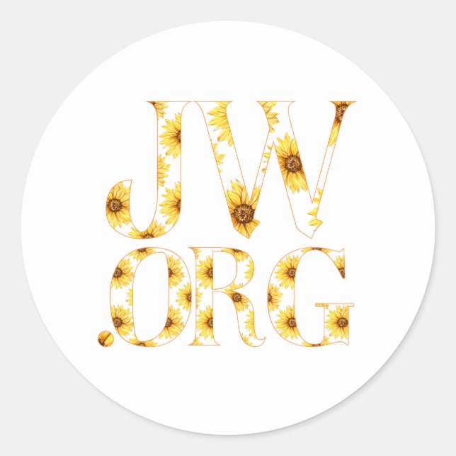 JW.org with Sunflowers for Jehovah's Witnesses Classic Round Sticker (Front)
