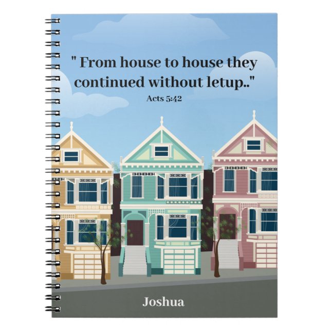 JW pioneer gifts Acts 5:42 personalised Notebook (Front)