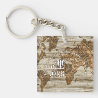 JW Vintage Map Keychain 2025 Year Text