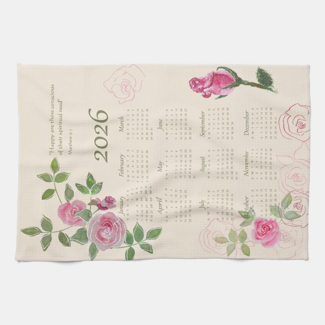 JW year text customize with calendar  Tea Towel (Horizontal)