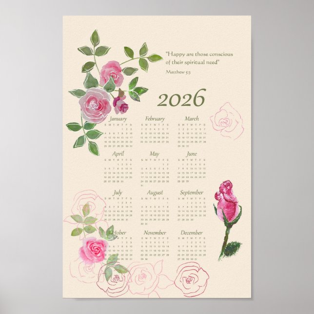 JW year text Matthew 5:3 calendar customisable Poster (Front)