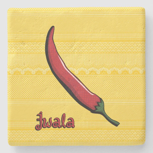 Jwala Chilli Pepper Stone Coaster (Front)