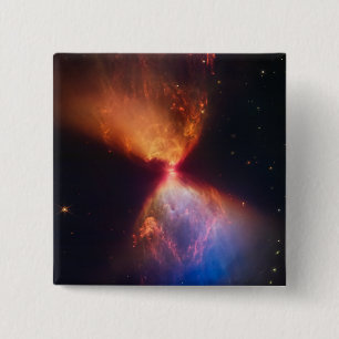 JWST Hourglass Protostar Formation 15 Cm Square Badge