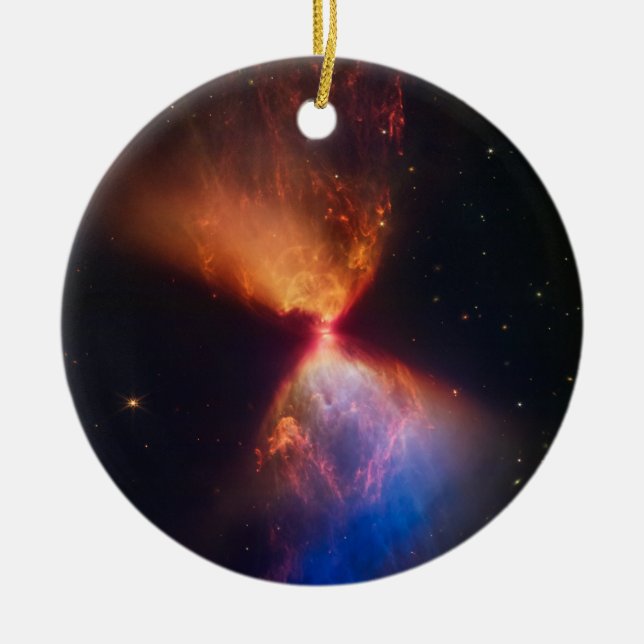 JWST Hourglass Protostar Formation Ceramic Tree Decoration (Front)