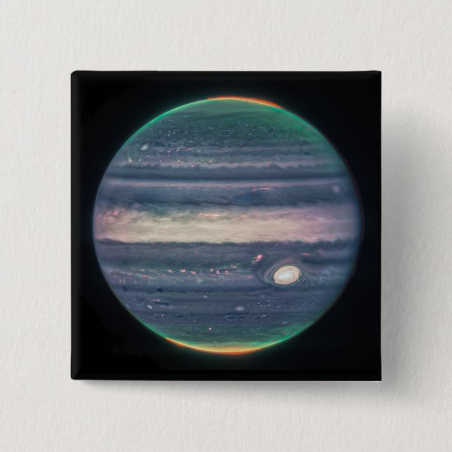 JWST Image of Planet Jupiter in Infrared Button (Front)