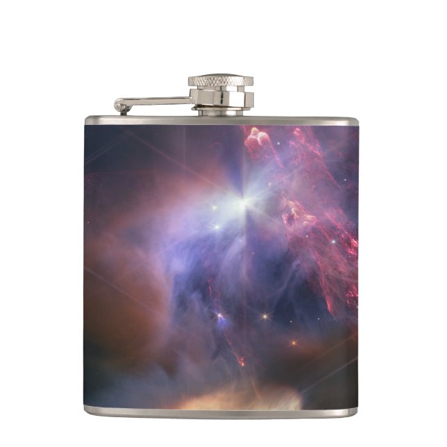 JWST Image of Rho Ophiuchi Stars Hip Flask (Front)
