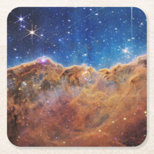 JWST James Webb Space Telescope Cosmic Cliffs Square Paper Coaster
