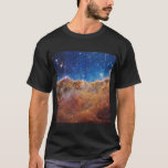 JWST James Webb Space Telescope Cosmic Cliffs T-Shirt<br><div class="desc">The next generation successor to the Hubble Space Telescope, NASA’s James Webb Space Telescope, is on station and producing its first useable full colour images of the cosmos. They are truly amazing. This image is the edge of a star-forming region NGC 3324 in the Carina Nebula 7, 600 light years...</div>