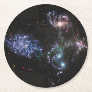 JWST James Webb Space Telescope Stephan’s Quintet Round Paper Coaster