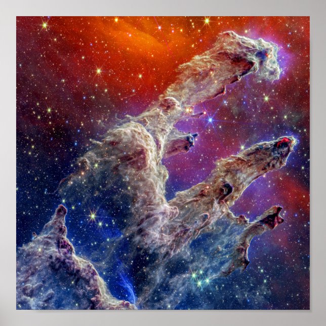 JWST Pillars of Creation NIRCam and MIRI Composite Poster (Front)