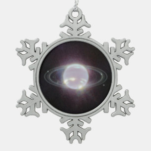 JWST Rings of Planet Neptune Snowflake Pewter Christmas Ornament