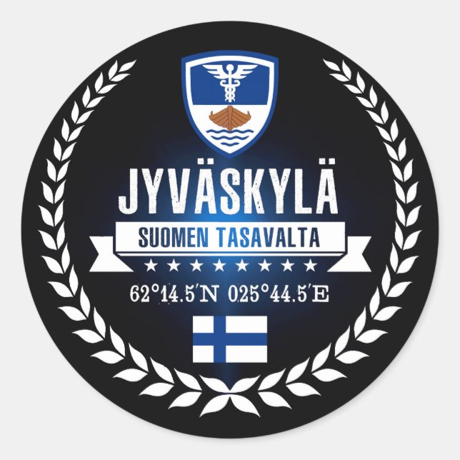 Jyväskylä Classic Round Sticker (Front)