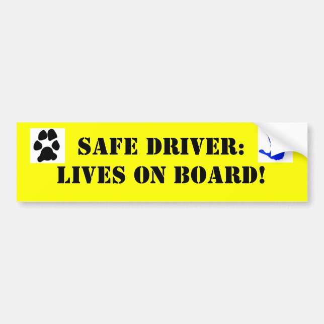 k0067988, dog-paw-print-black, Safe Driver: Liv... Bumper Sticker (Front)