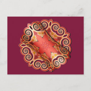 K143 Red Swirl Curl Postcard