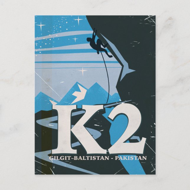 K2 Mountain Climb travel poster Postcard (Front)