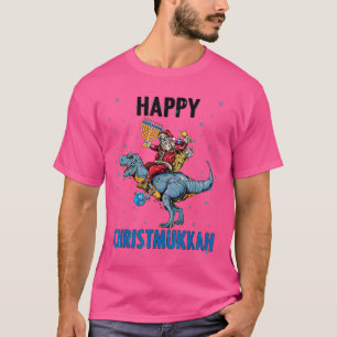 k64M Happy Chrismukkah Santa Dinosaur Hanukkah Xma T-Shirt