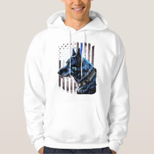 K9 German Shepherd Police Dog Thin Blue Line Flag Hoodie
