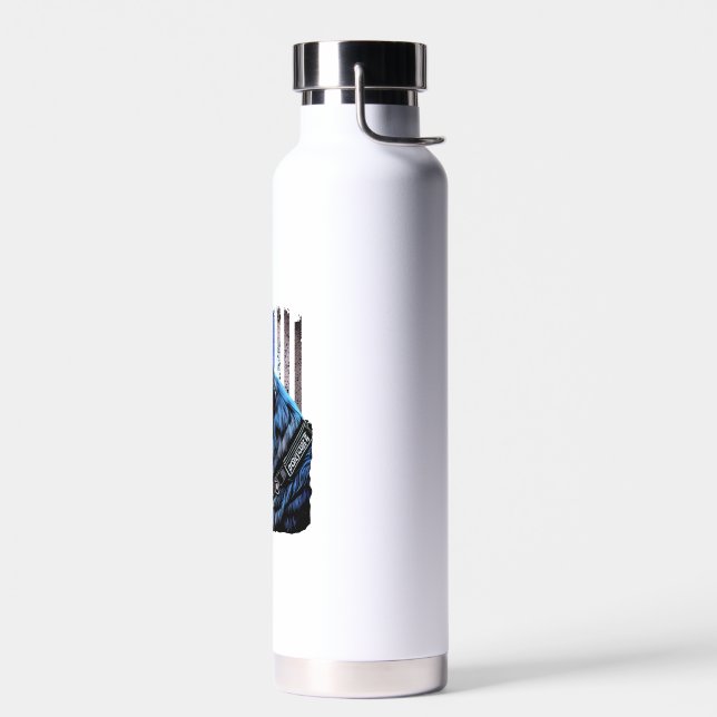 K9 German Shepherd Police Dog Thin Blue Line Flag Water Bottle (Left)