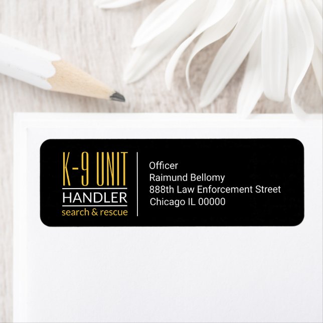K9 Handler Return Address Label (Insitu)