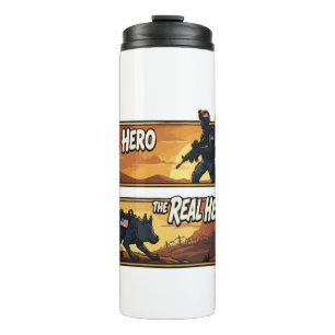 K9 Military Dog The Real Hero Sunset Art Thermal Tumbler