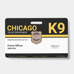 K9 Officer ID Badge