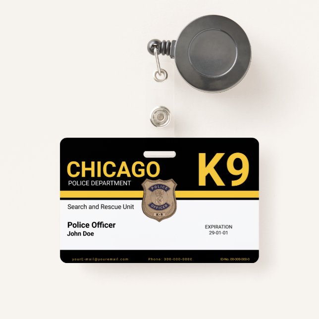 K9 Officer ID Badge (Front with Retractable)