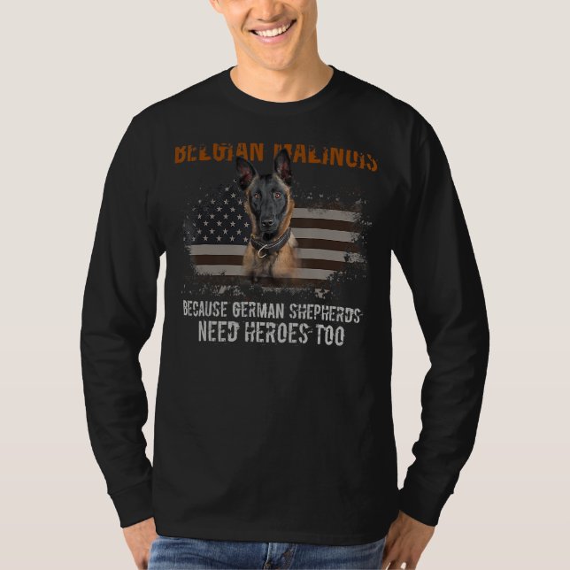 K9 Police Dog Belgian Malinois  American Patriotic T-Shirt (Front)