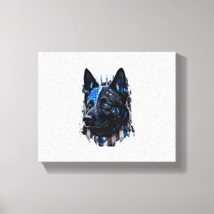 K9 Police Dog German Sherman American Flag Policem Canvas Print