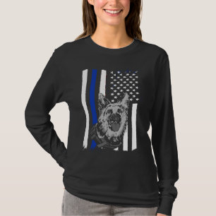K9 Police Officer Blue Line  K9 Police Dog Graphic T-Shirt