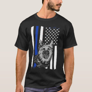 K9 Police Officer Blue Line  K9 Police Dog Graphic T-Shirt