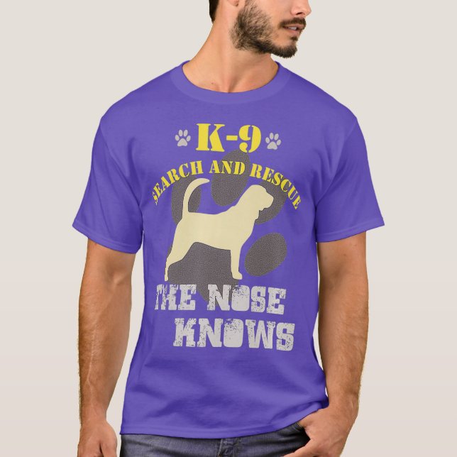 K9 Search  Rescue Dog Team Bloodhound Tracking T-Shirt (Front)