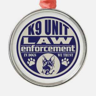 K9 Unit In Dogs We Trust Blue Metal Tree Decoration
