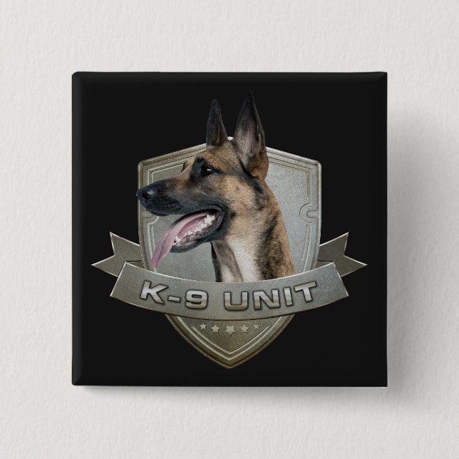 K9 Unit  - Malinois - Belgian shepherd 15 Cm Square Badge (Front)