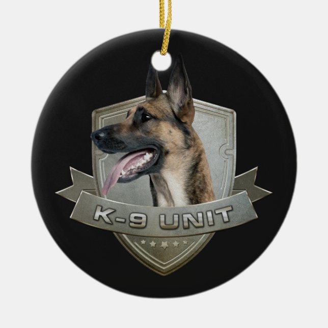 K9 Unit  - Malinois - Belgian shepherd Ceramic Tree Decoration (Front)