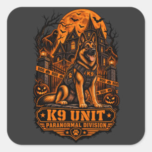 K9 Unit Paranormal Division German Shepherd Hallow Square Sticker