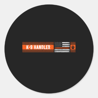 K-9 Handler Search Rescue Thin Orange Line Flag K9 Classic Round Sticker