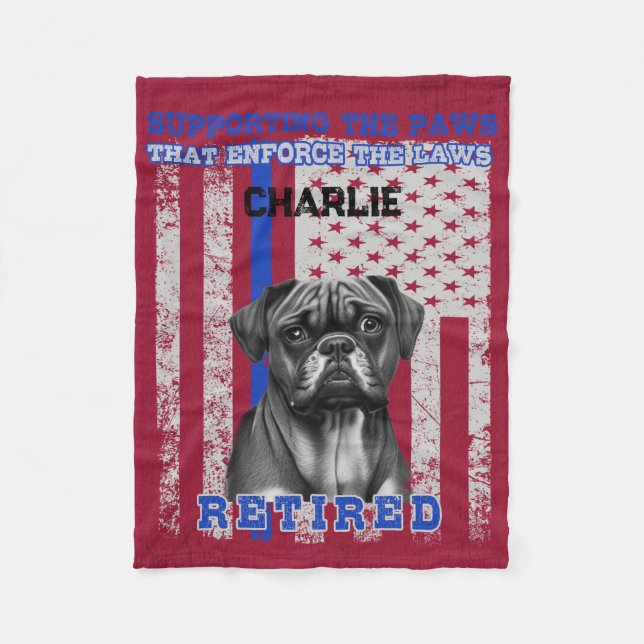 K-9 Veteran Boxer Working Dog Personalised  Fleece Blanket (Front)
