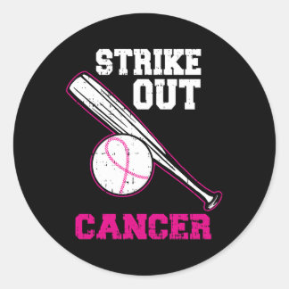 K Baseball Strike Out Breast Cancer Awareness Classic Round Sticker