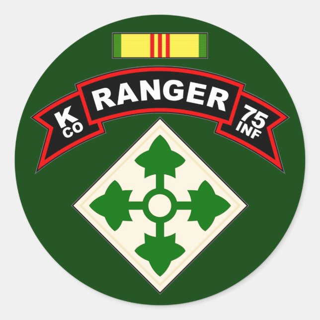 K Co, 75th Infantry Regiment - Rangers, Vietnam Classic Round Sticker (Front)