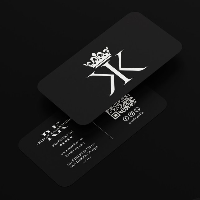 K Crown Black White Modern Professional Modern Business Card (K Crown Black White Modern Professional Modern Business Card
)