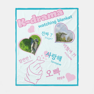 K drama 2 Photos Collage korean typography love Fleece Blanket