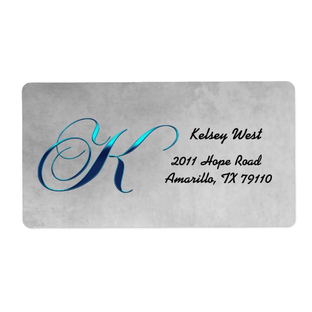 K Elegant Monogram Address Label (Front)