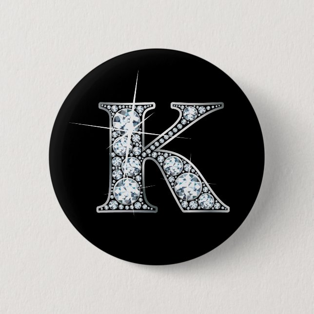 "K" Faux-"Diamond Bling" Button (Front)