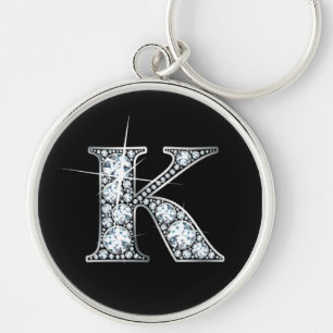 "K" Faux-"Diamond Bling" Keychain