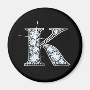 "K" Faux-"Diamond Bling" Magnet