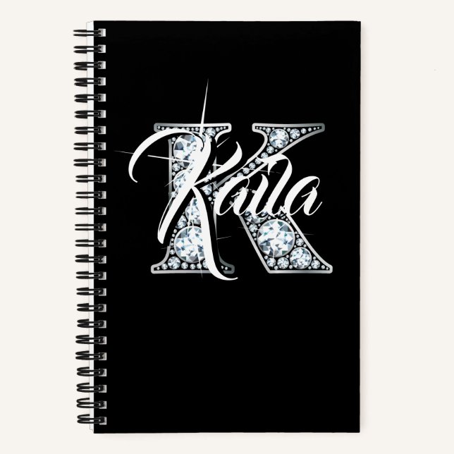 K Faux Diamond Spiral Notebook (Front)