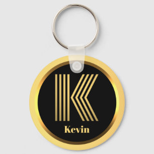 K Gold Monogrammed Letter Personalised Keychain