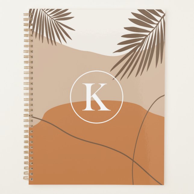 K - Initial Monogram Letter K Abstract Design Planner (Front)