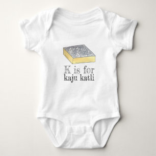 K IS FOR Kaju Katli Cashew Mithai Indian Sweet Baby Bodysuit